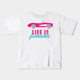 Life Is Fantastic: Pink Convertibles Pattern Kids T-Shirt